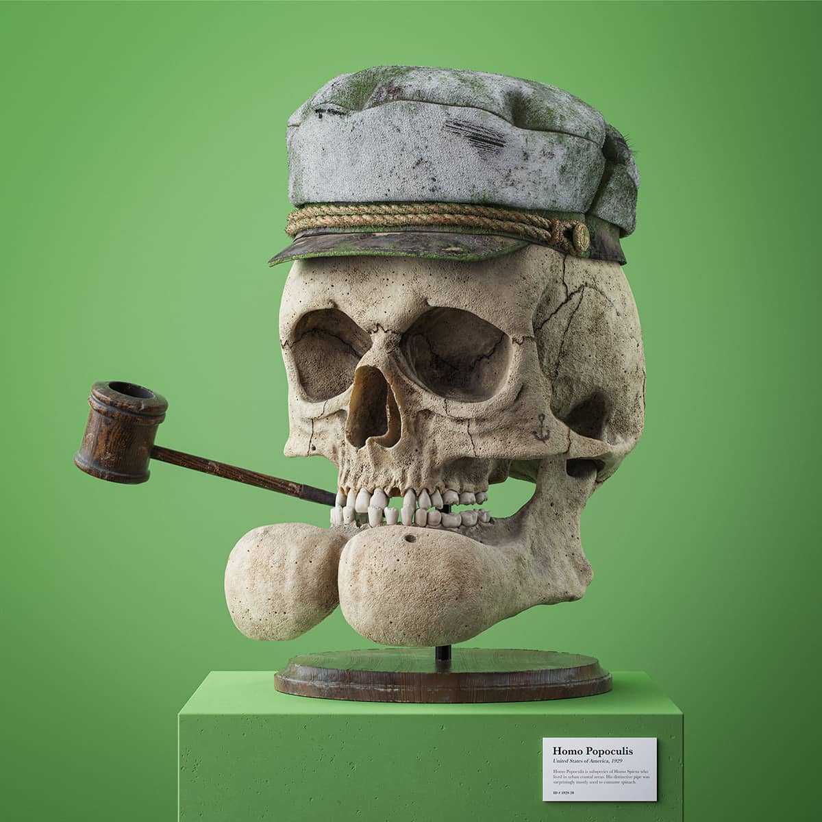 recreación del craneo en 3d de popeye por Filip Hodas