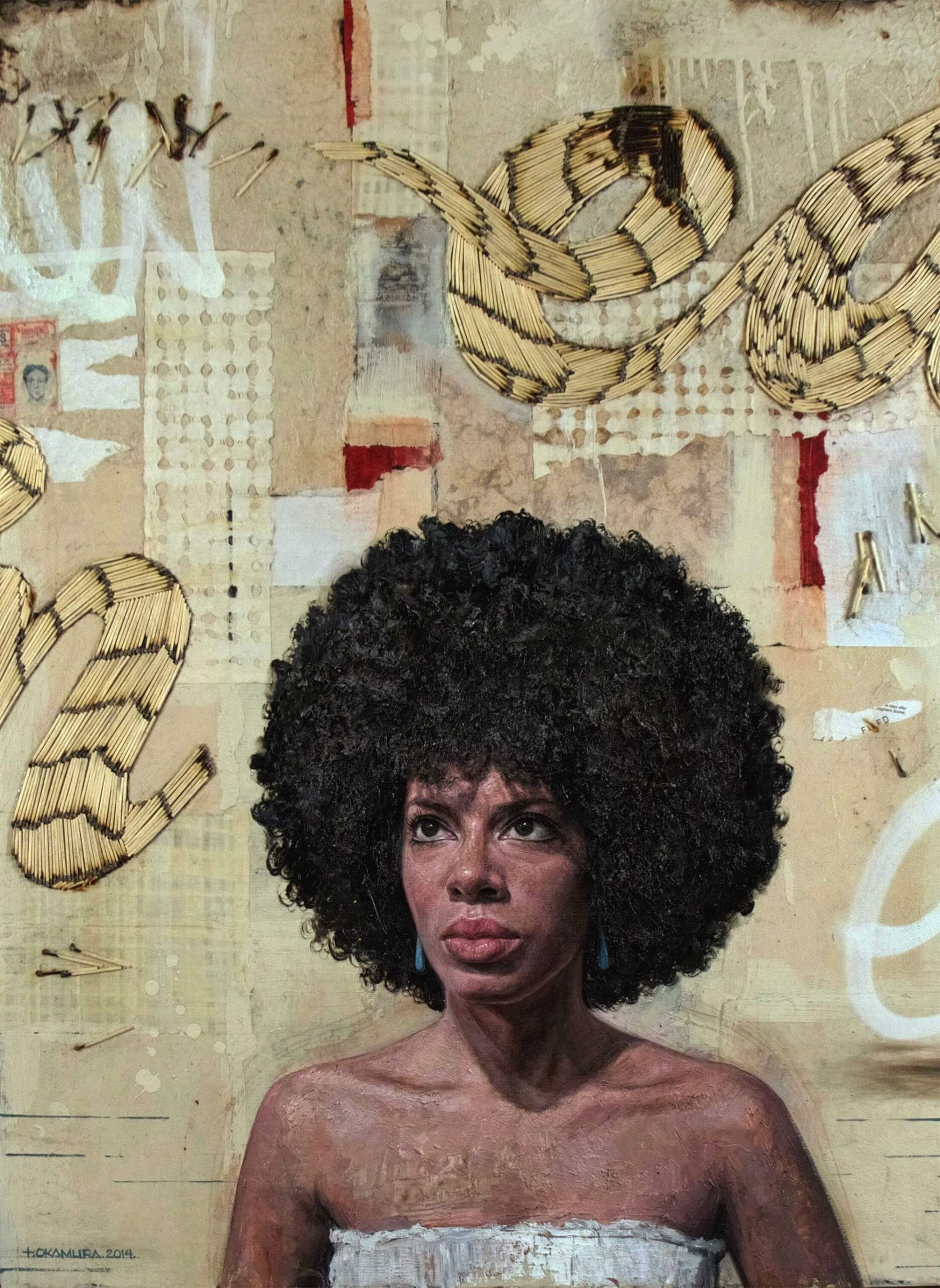 cuadro de tim okamura con una mujer negra