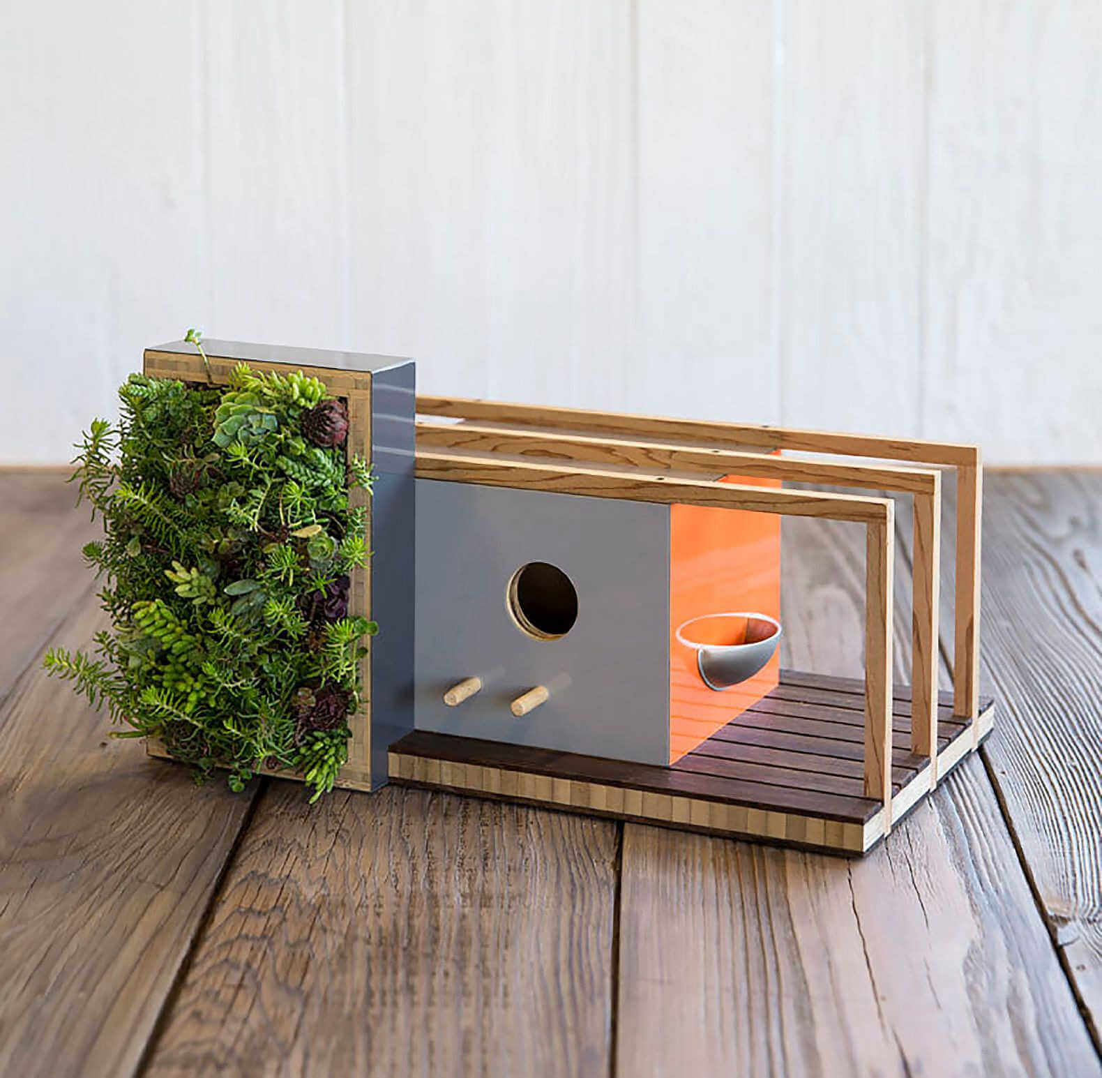casa moderna para pajaros, pajarera de diseño