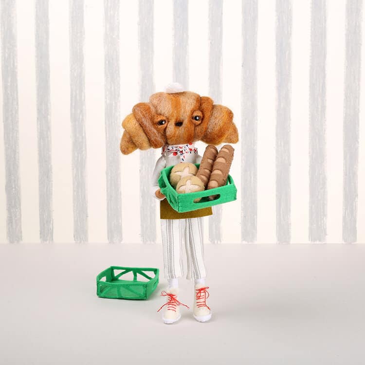 cabeza de croissant panadera cat rabbit