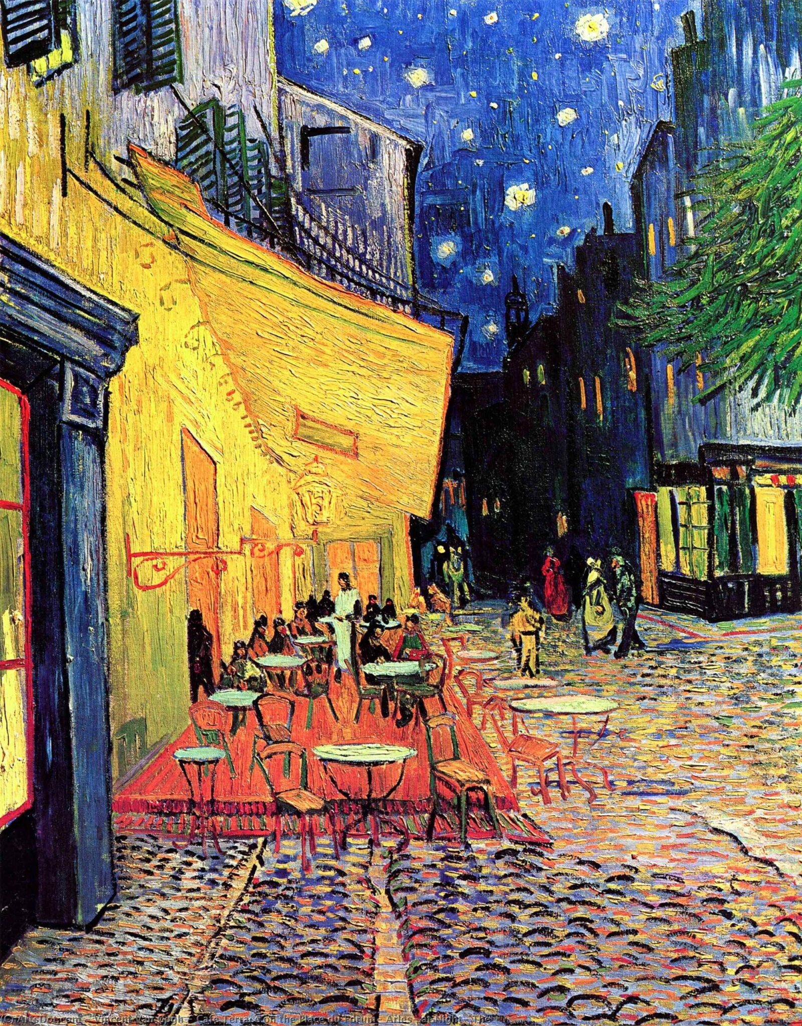Terrace of a café at night van gogh