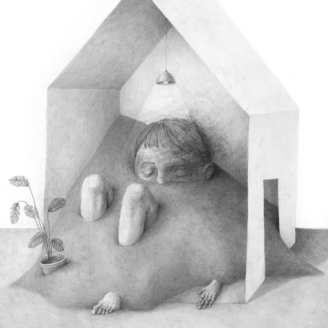 zsaitsits ilustracion lapiz casa