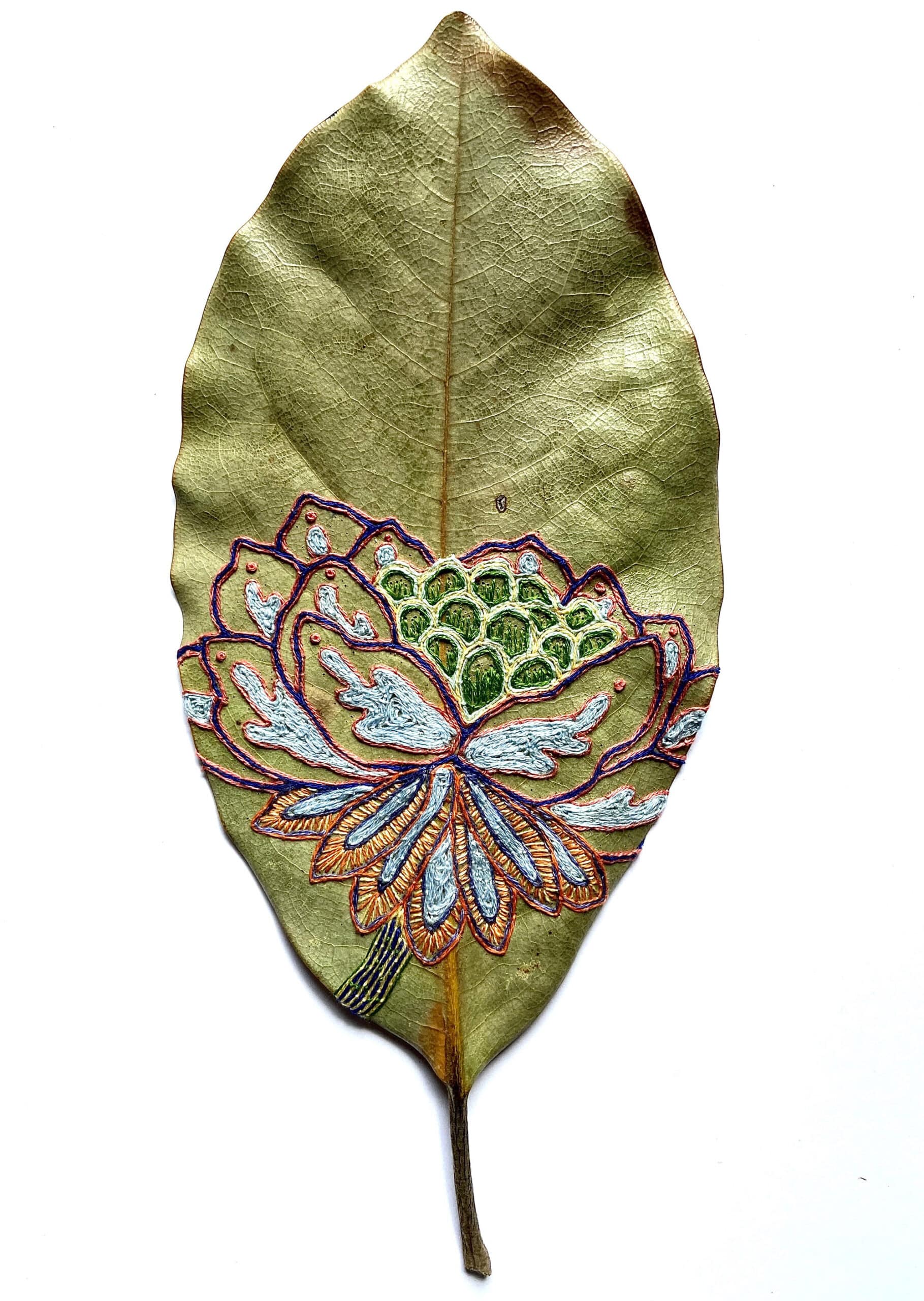 hillary bordado botanico hojas colores
