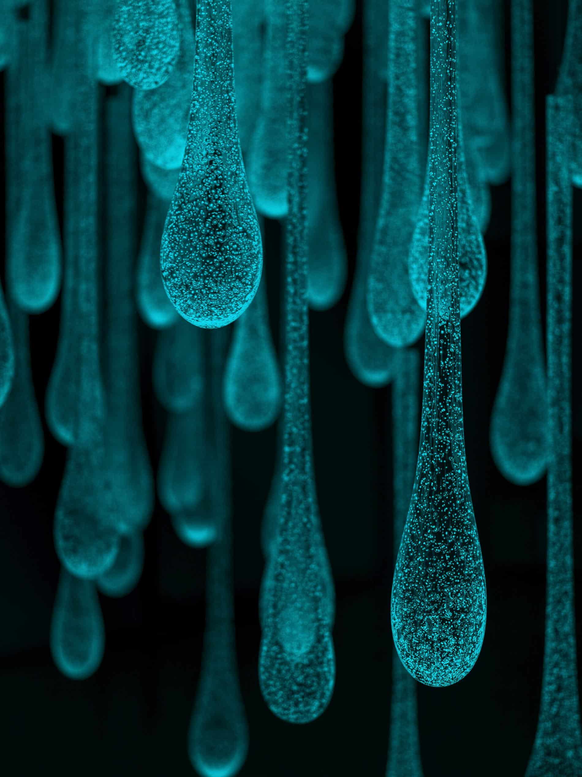 RUI SASAKI ESCULTURA VODRIO FOSFORESCENTE GOTAS