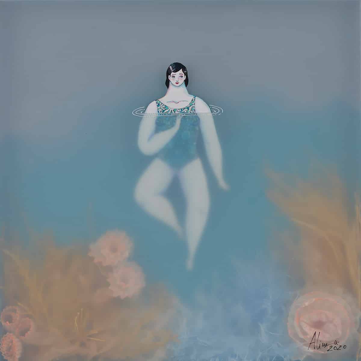 sonia alins mar en calma obra mujeres en agua bath
