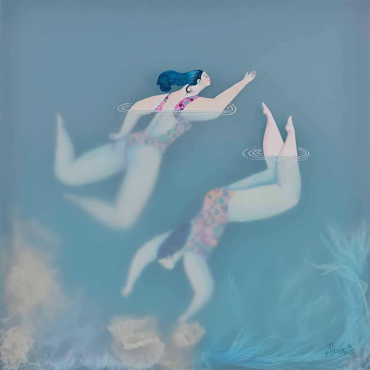 sonia alins mar en calma obra mujeres en agua friends