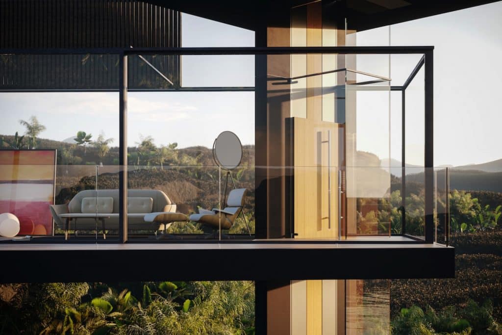 adriano design casa de cristal arrozal render