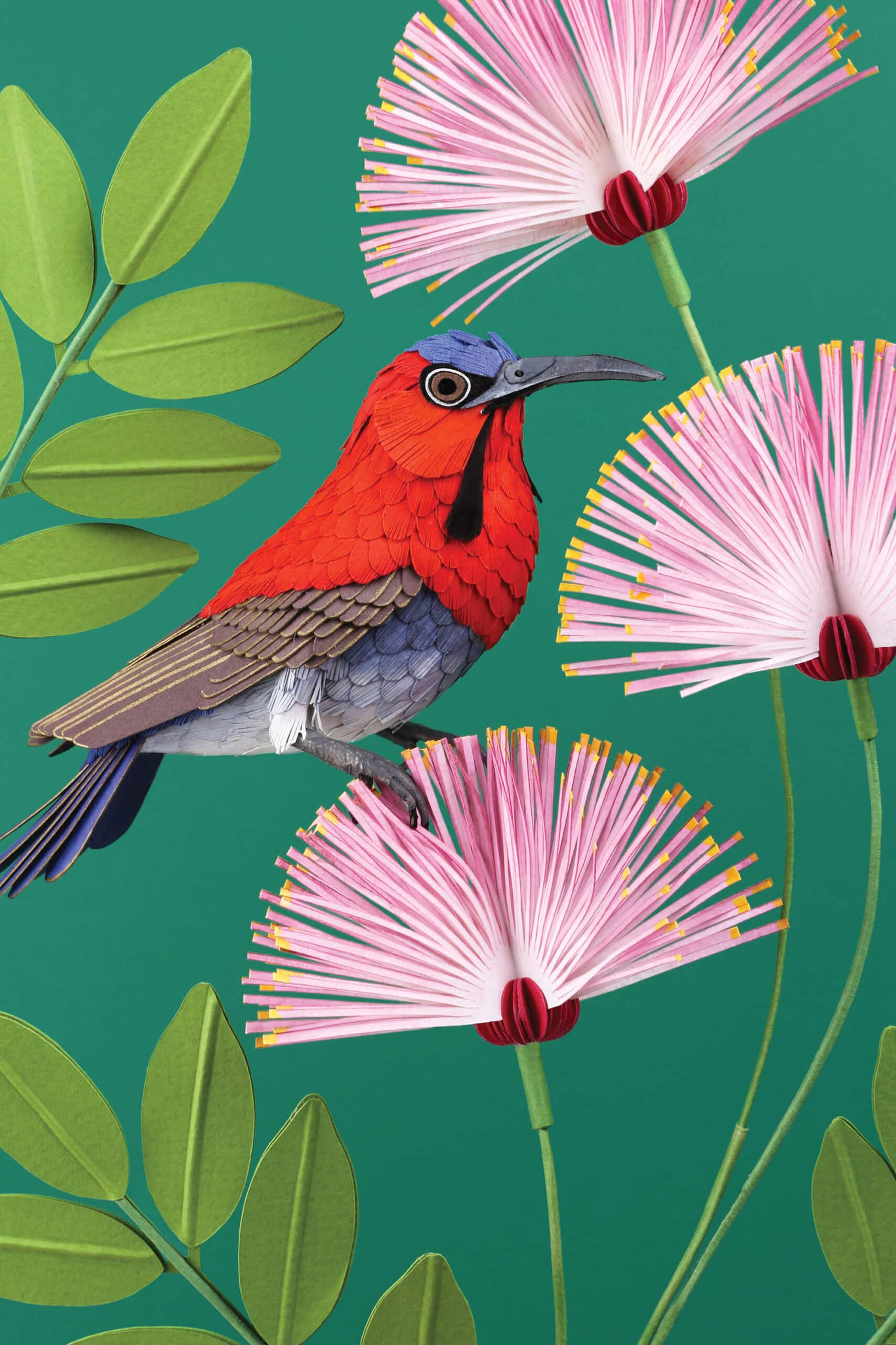 Diana beltran herrera escultura de papel pajaro rojo
