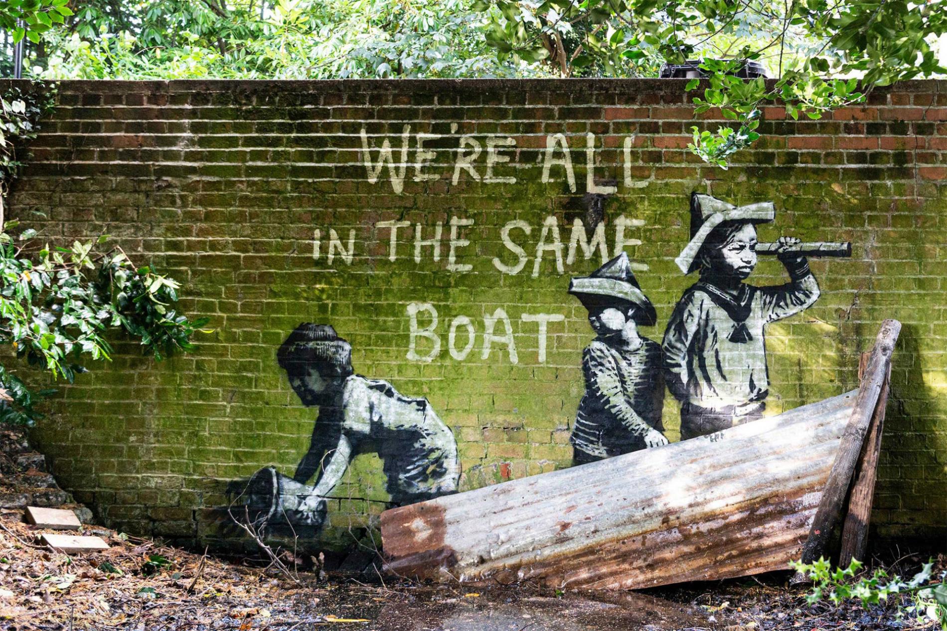 banksy barco niños
