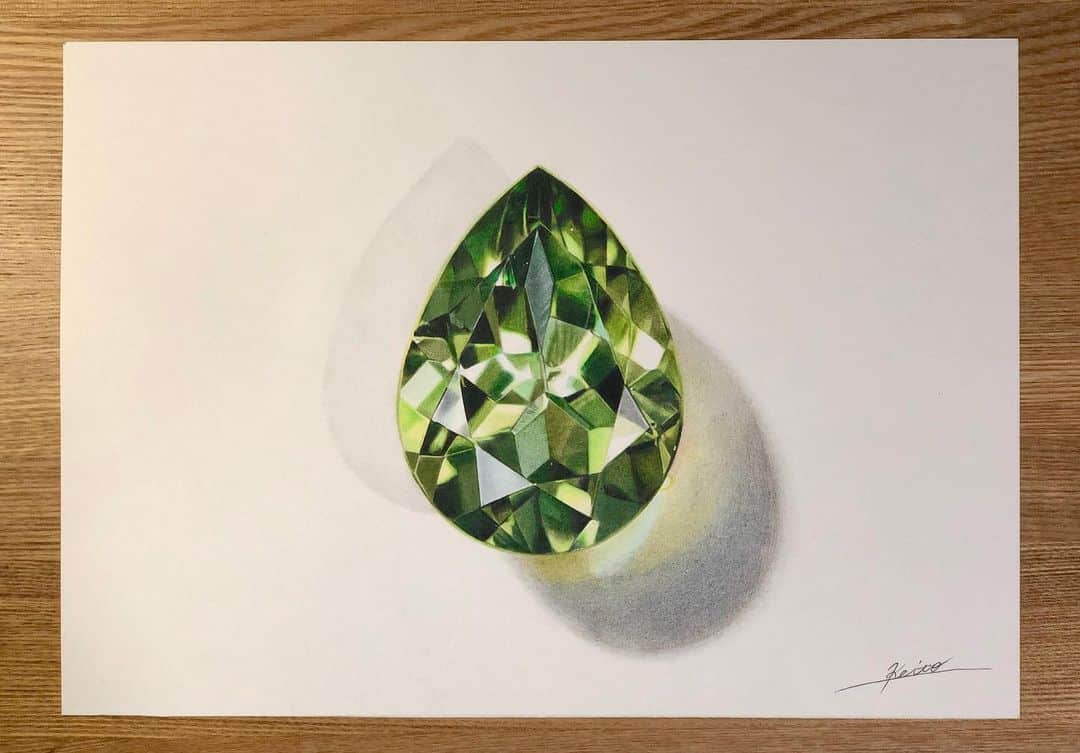 dibujo hiperrealista de una gemma verde