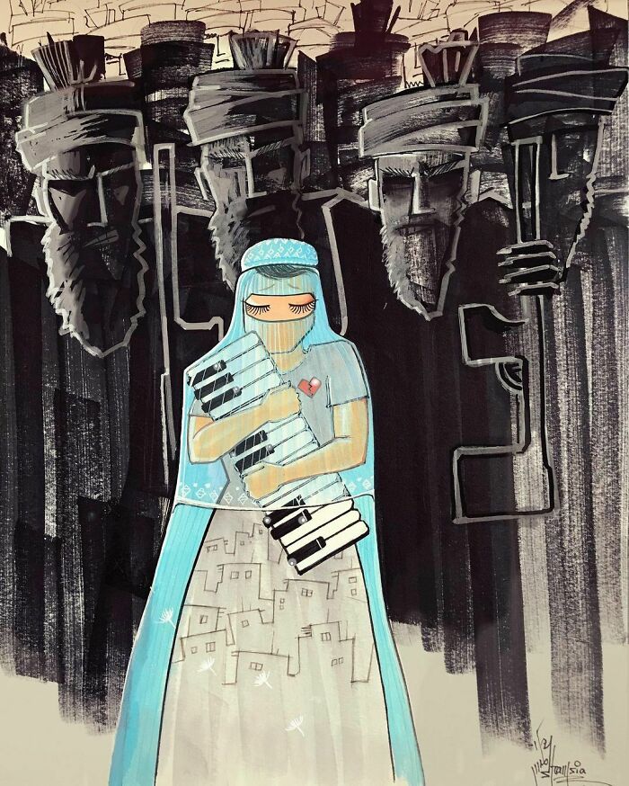 shamsia hassani piano street art