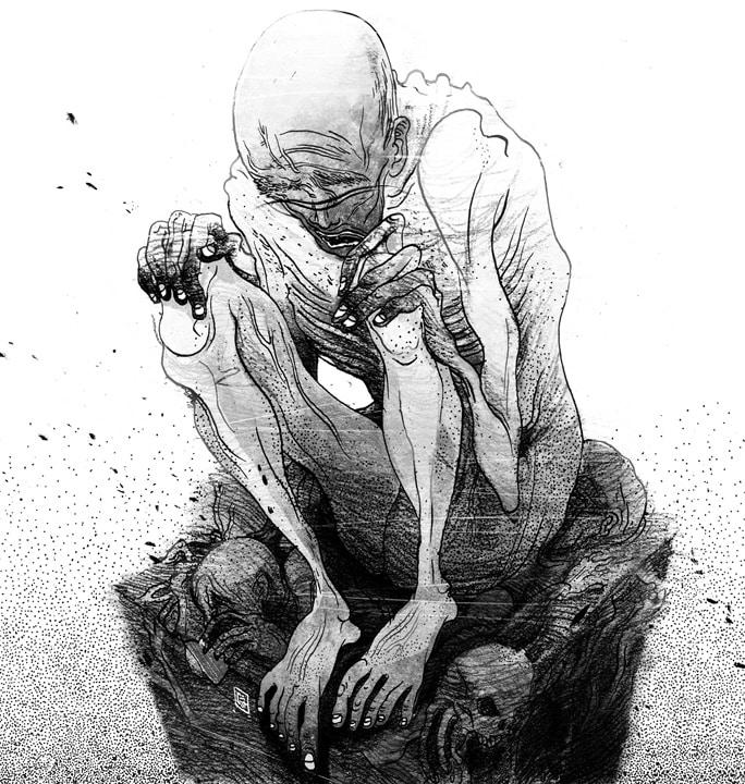 Ilustración de gollum hecha por victo ngai