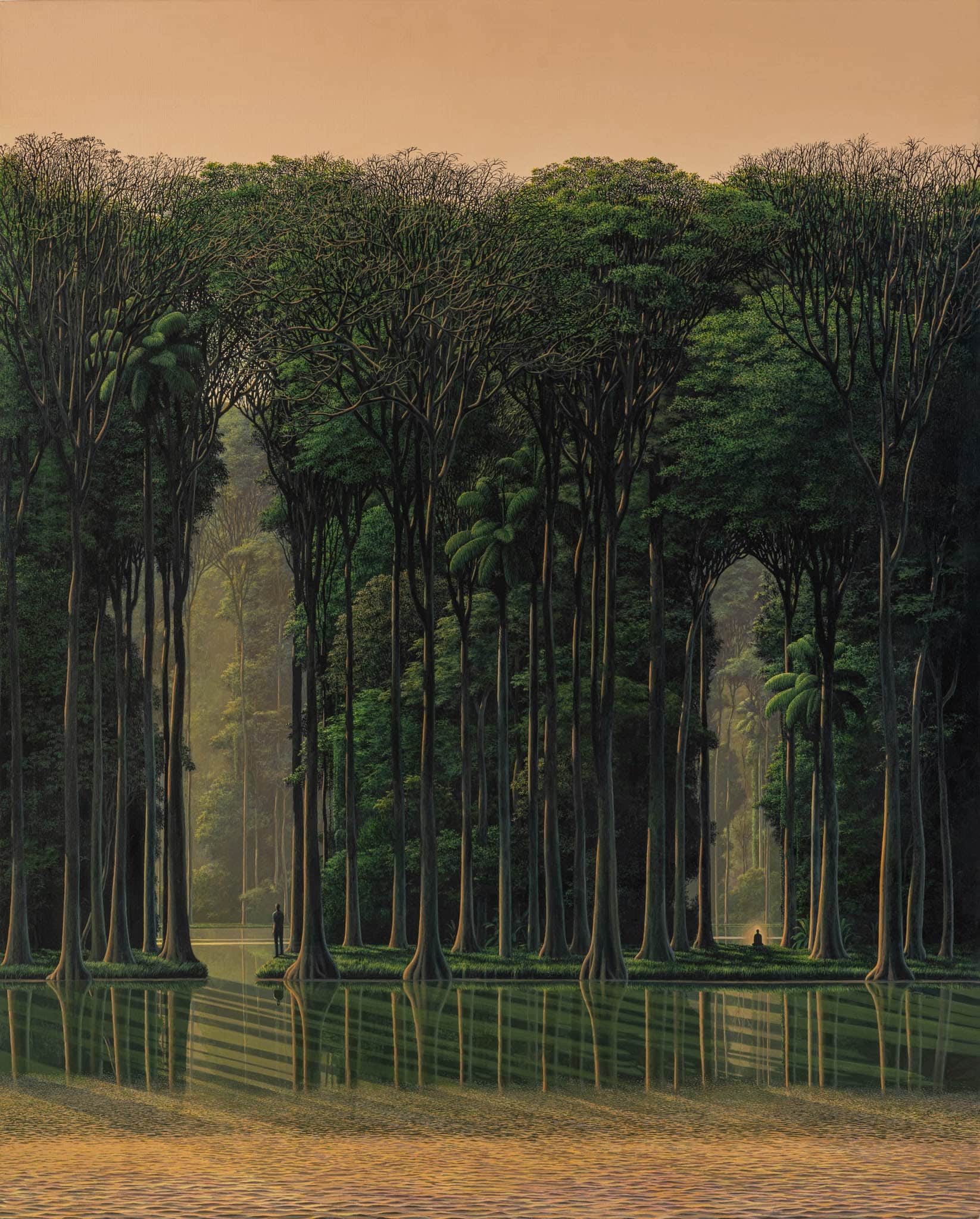 paisaje meditativo pintado con acrilico por tomas anchez artista cubano
