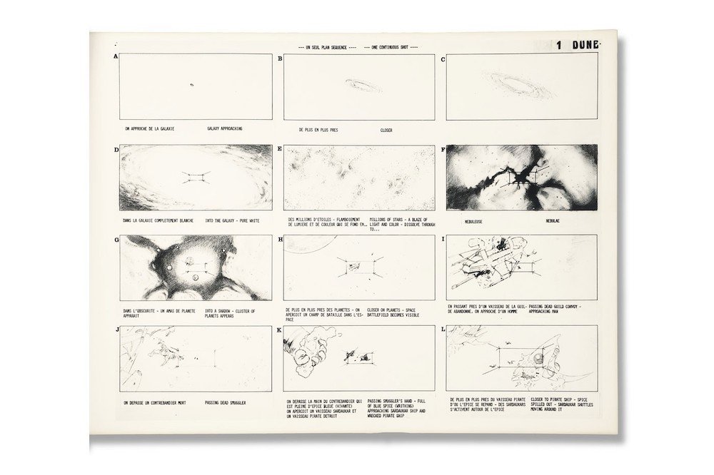 storyboard de dune por jodorowsky bocetos a lapiz