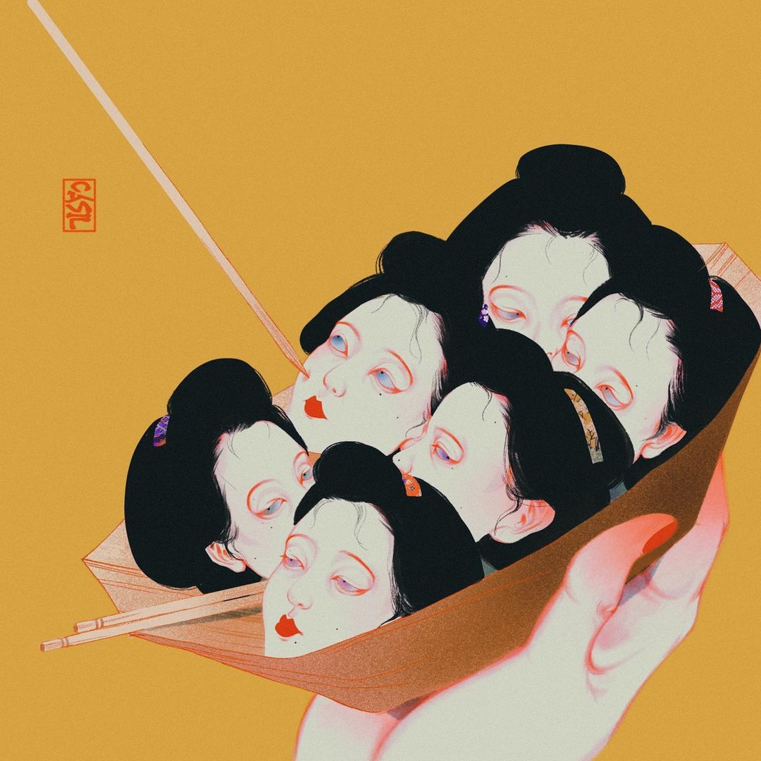 cabezas como cimida por sillda ilustradora