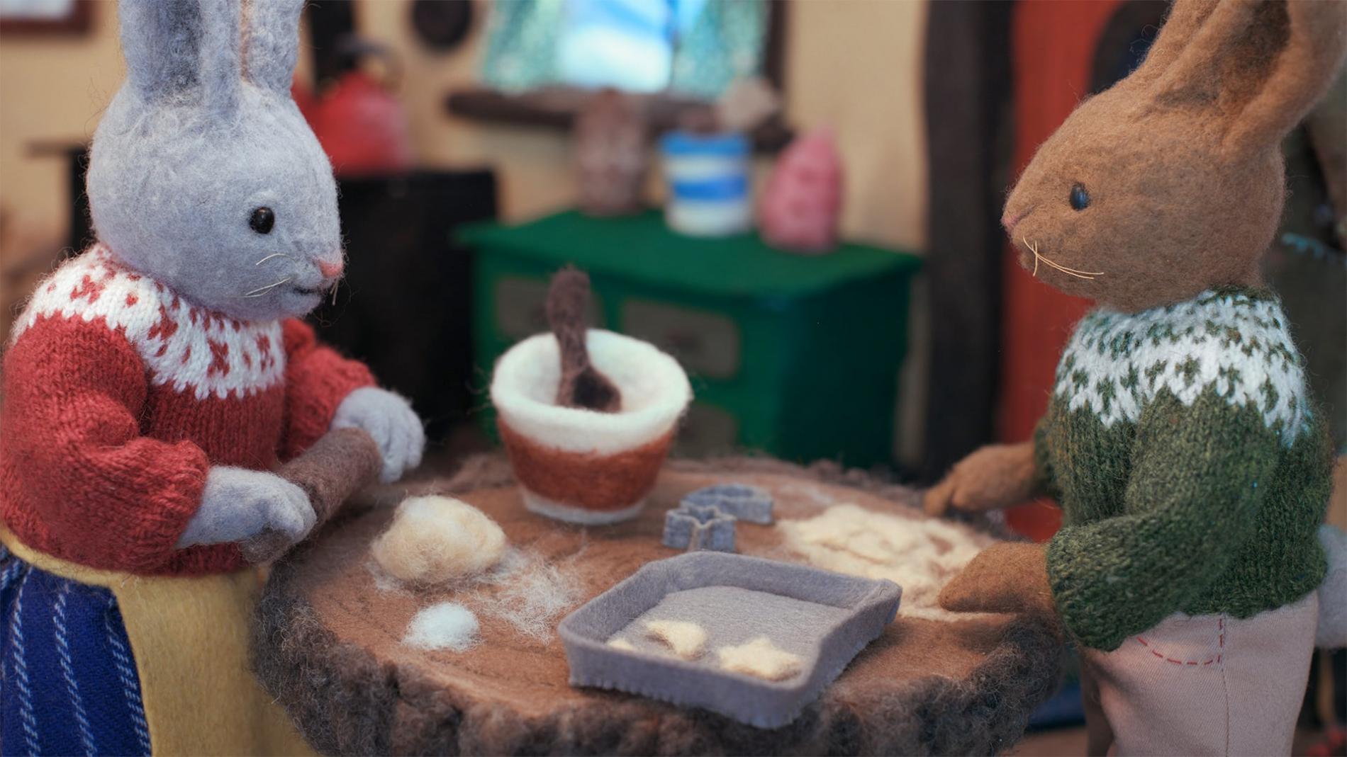 conejitos de fieltro para celebrar la navidad stop motion
