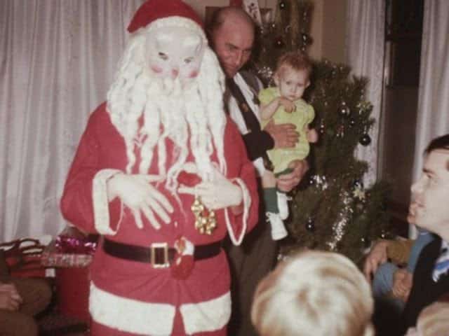 fotografia bizarra de papa noel vintage barbas