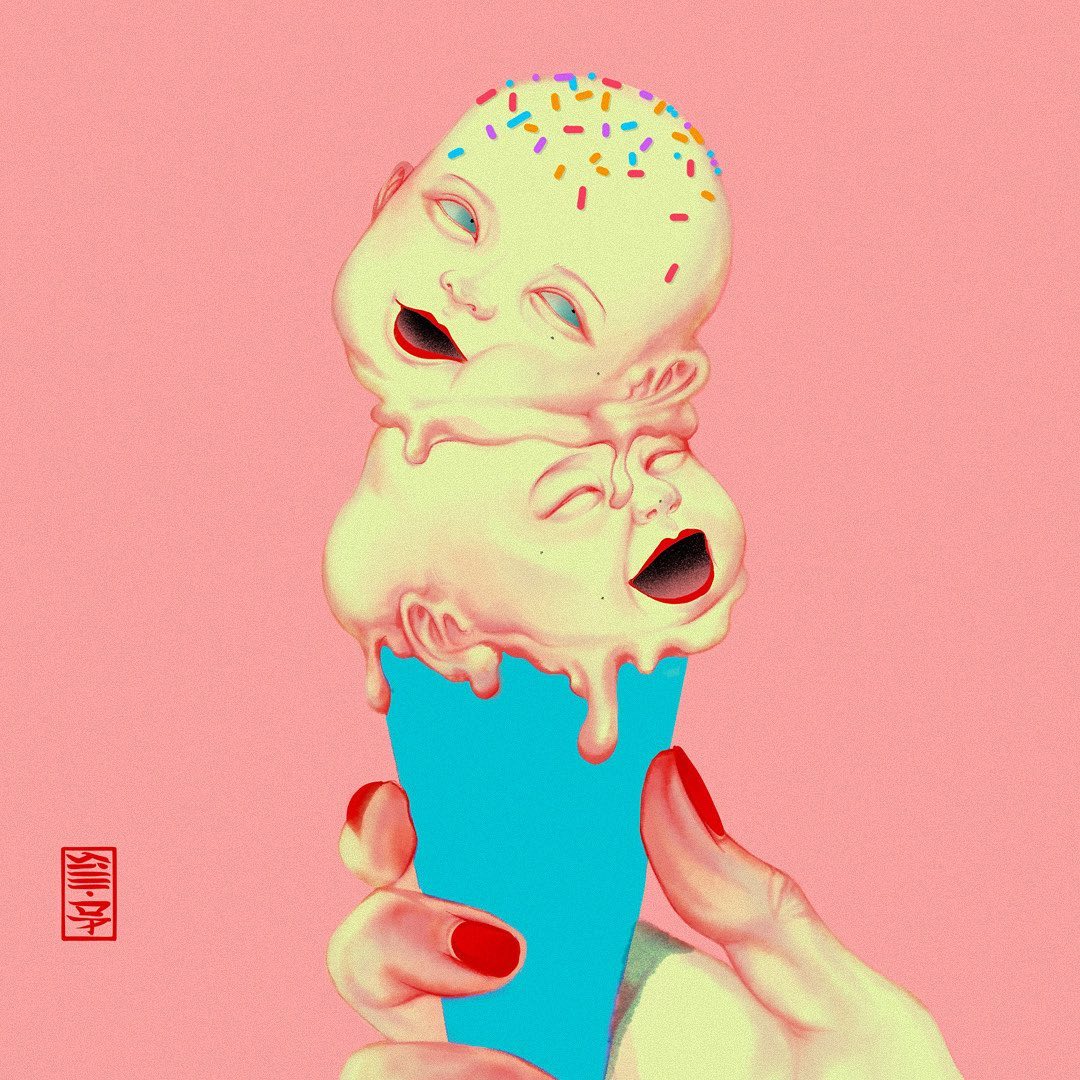 helado de cabezas de bebe ilustraciones de sillda