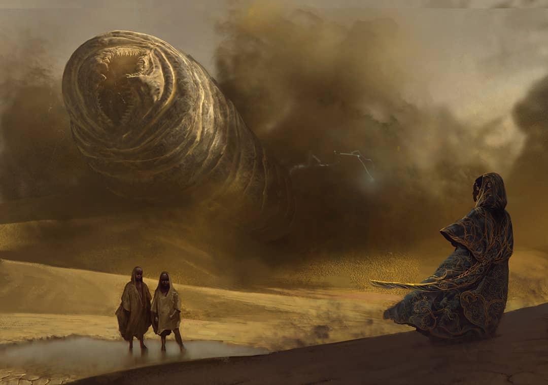 ilustracion fantastica de marc simonetti dune gusano