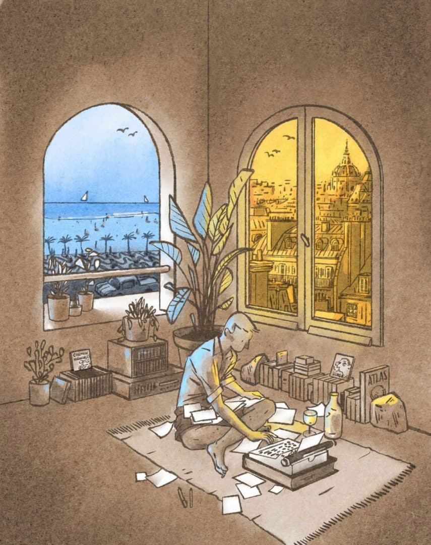 luis mendo estilo ilustracion sencillo maquina de escribir