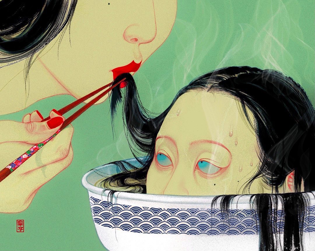 noodles de pelo en las ilustraciones de siilda