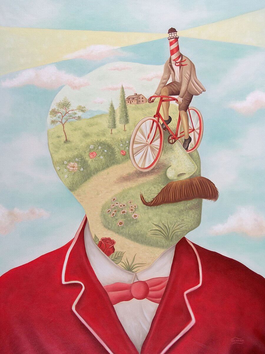 desretratos de daniel silveira, hombre ccon bigote y ojos de bicicleta