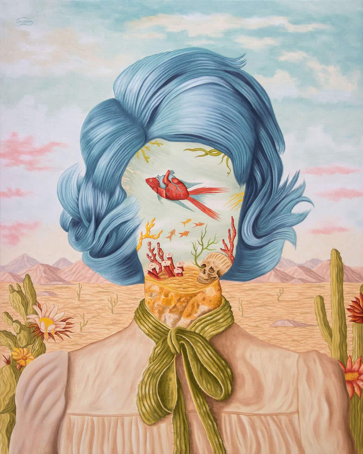 desretratos de daniel silveira, mujer pelo azul y cara de mar y pez