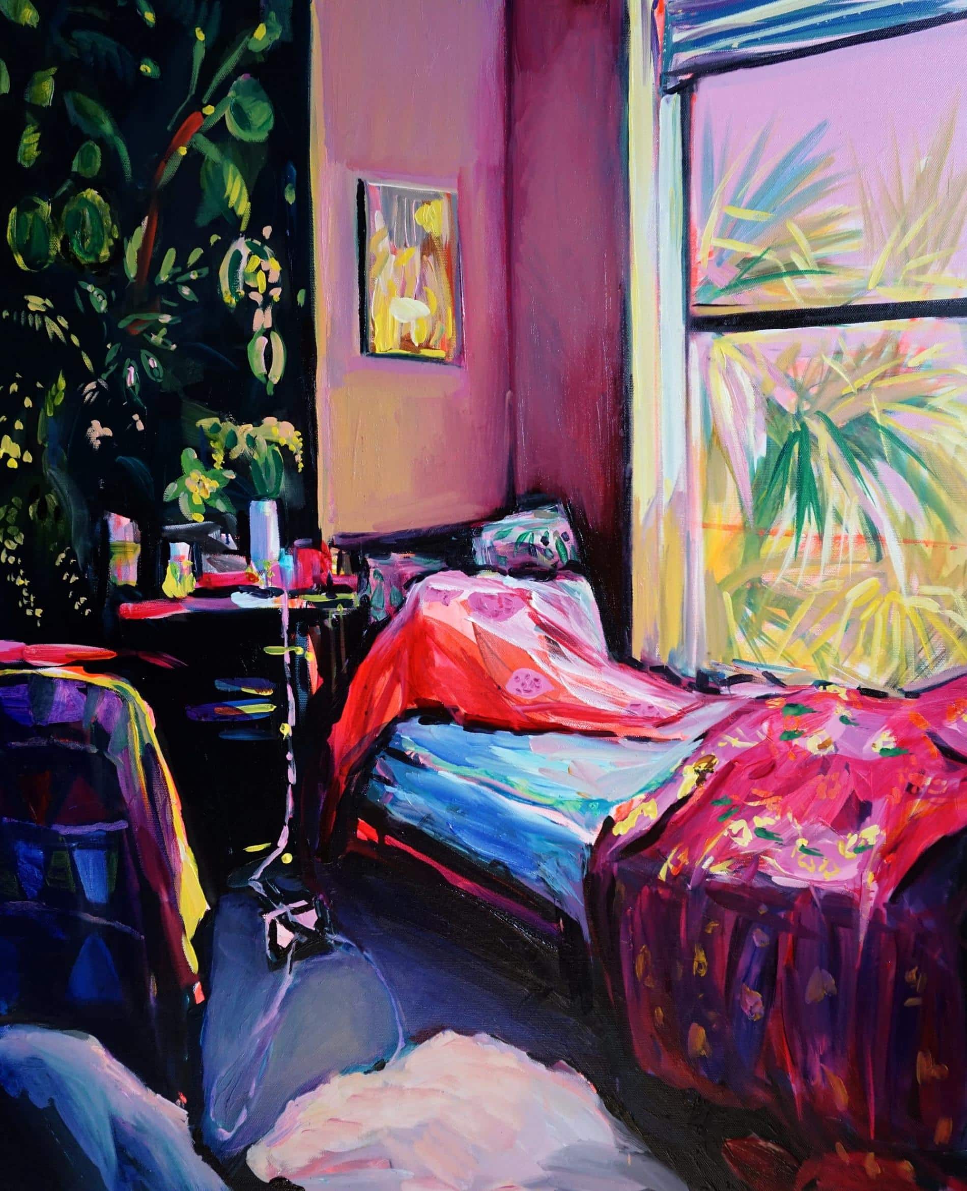 ekaterina popova espacios intimos cama con ventana y palmera