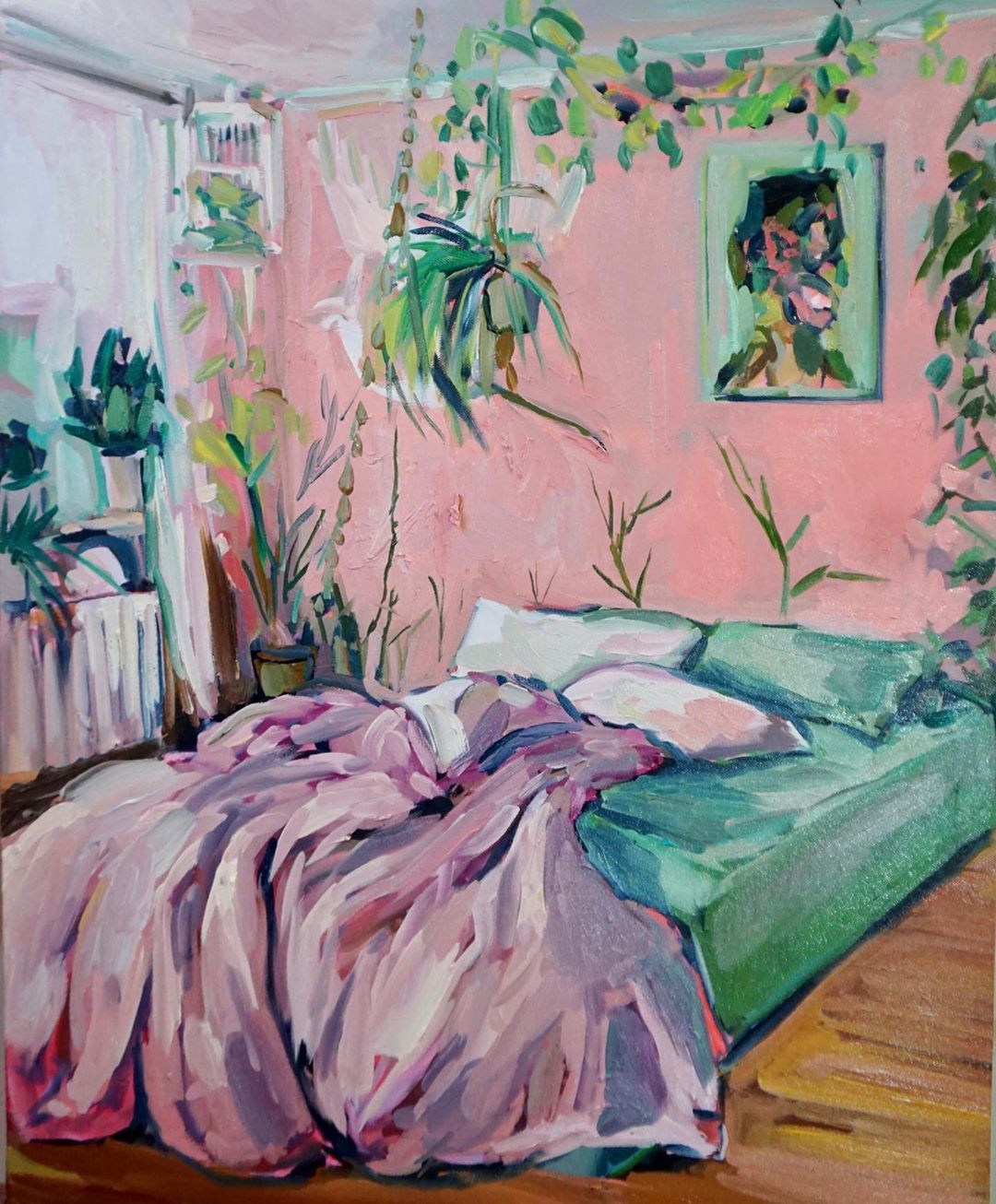 ekaterina popova espacios intimos cama destendida y muchas plantas