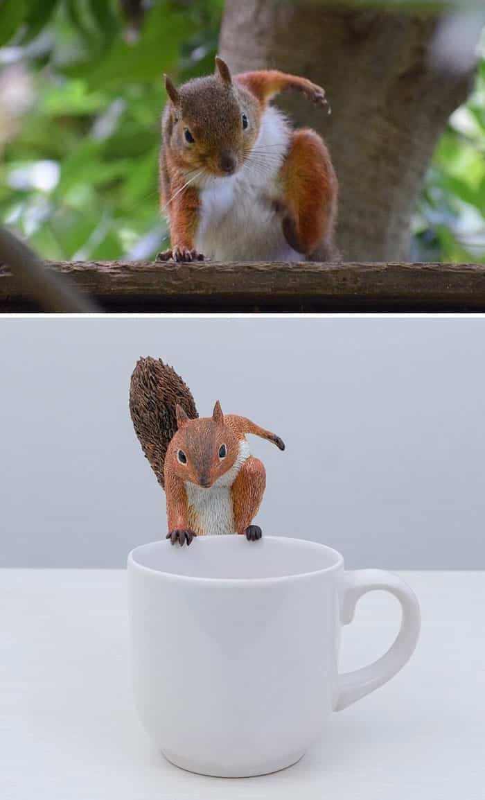 meetissai esculruras de memes de animales ardilla