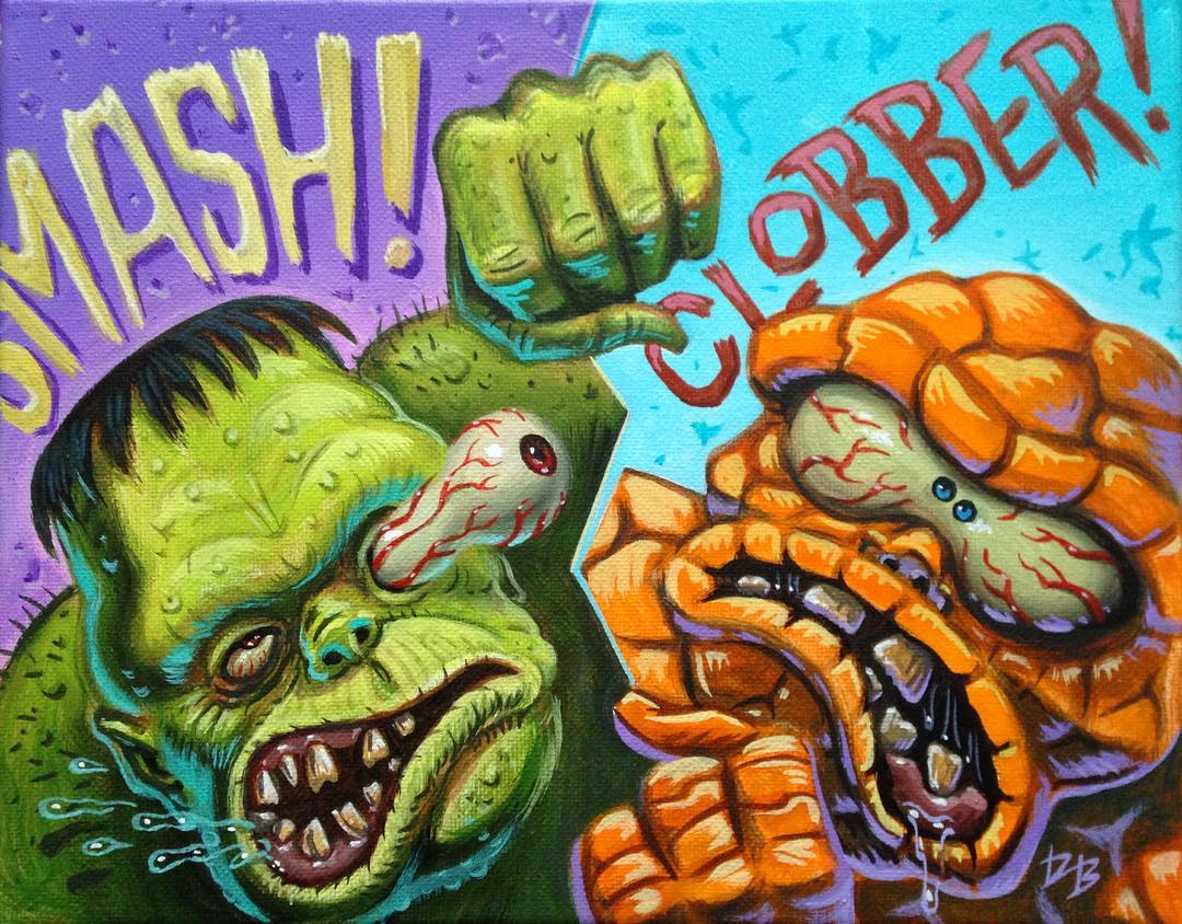 Dave Burke mostruos arte kitsch apple frankenstein