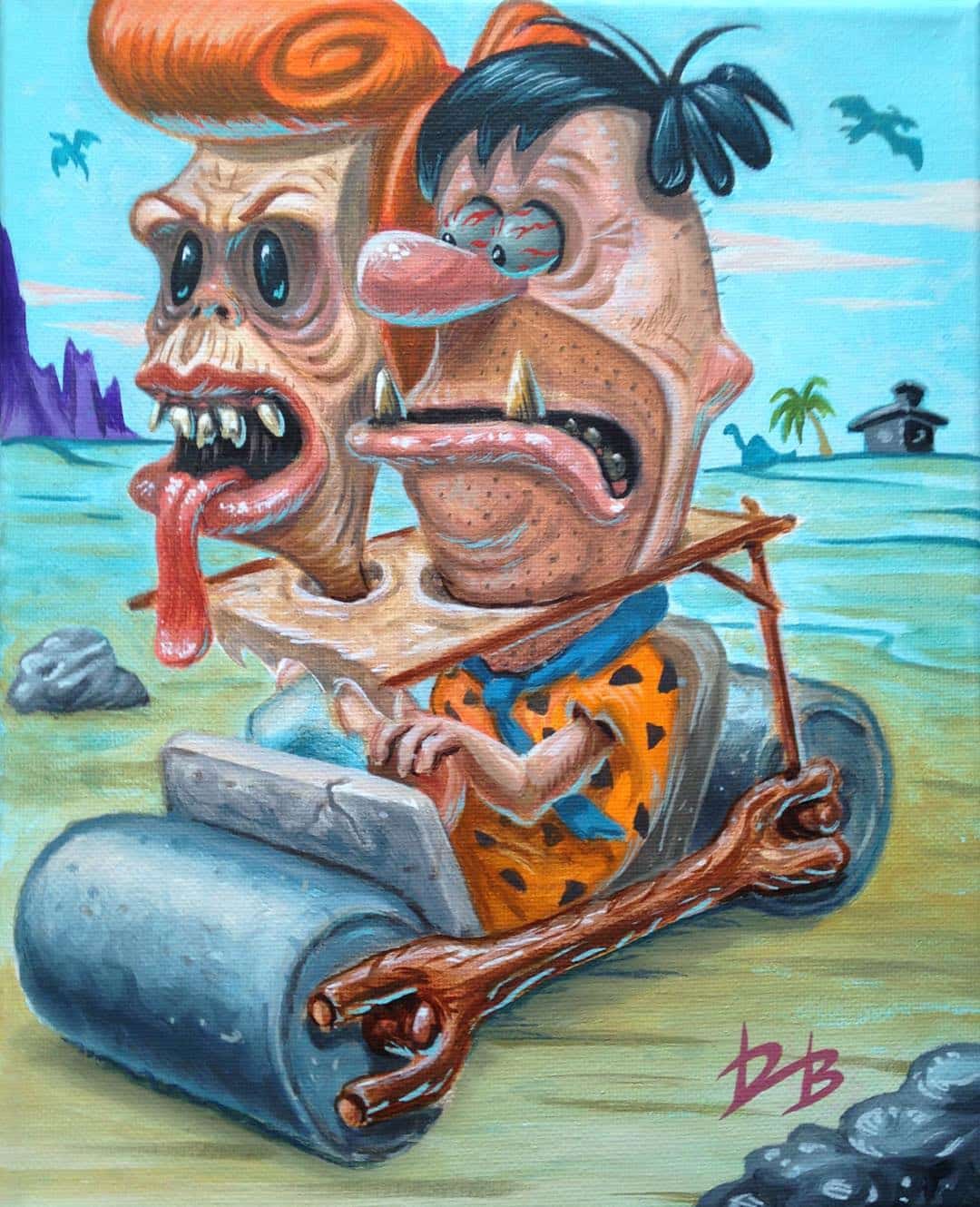 Dave Burke mostruos arte kitsch flinstones
