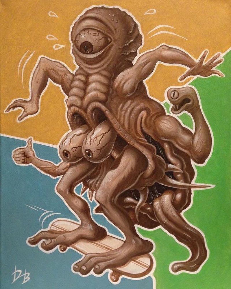 Dave Burke mostruos arte pulga skate