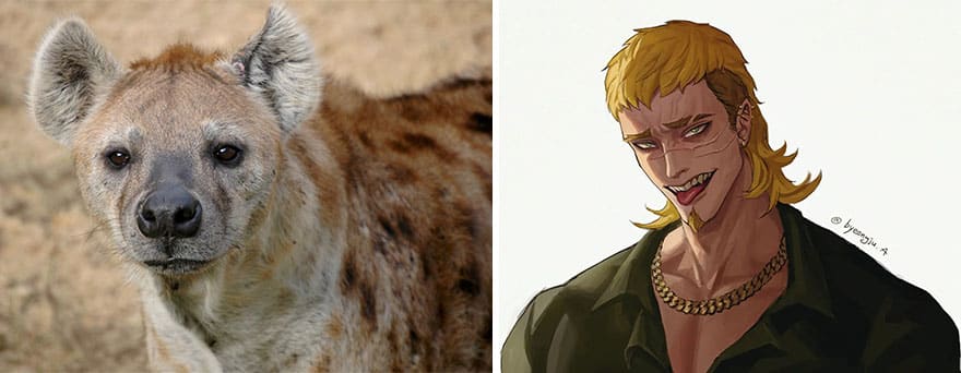 diseño de personajes nitro animales anime hiena