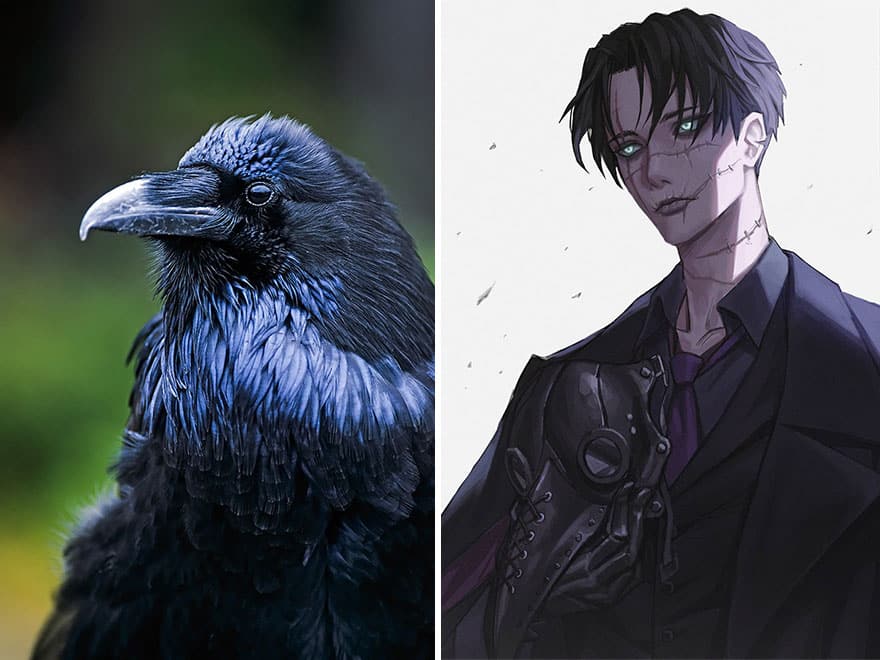 diseño de personajes nitro animales anime raven