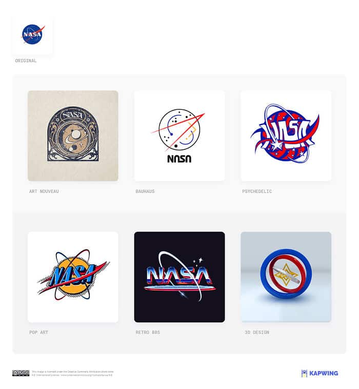rediseño logotipo nasa con todas las corrientes artísticas