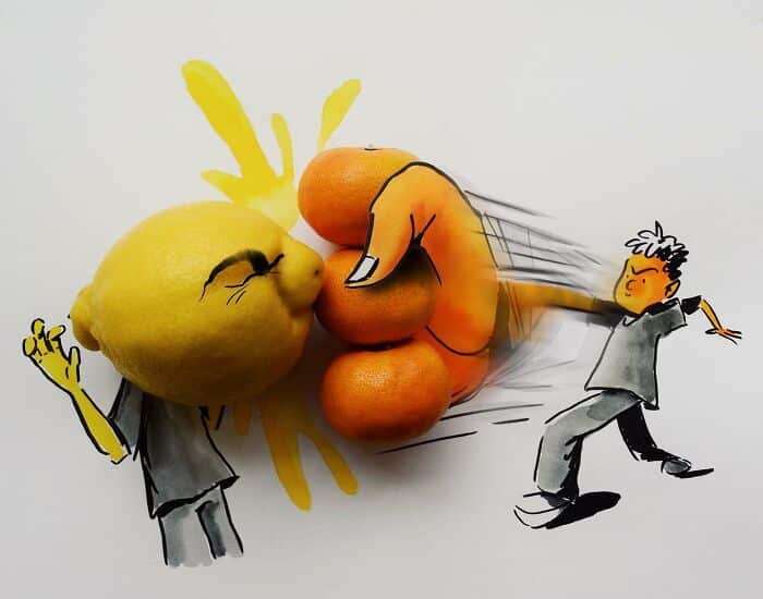 Kristián Mensa pelea naranja mandarina