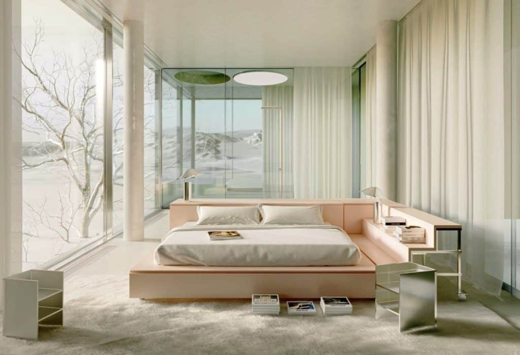 winter house arquietcura metaverso andres reising escaleras dormitorio