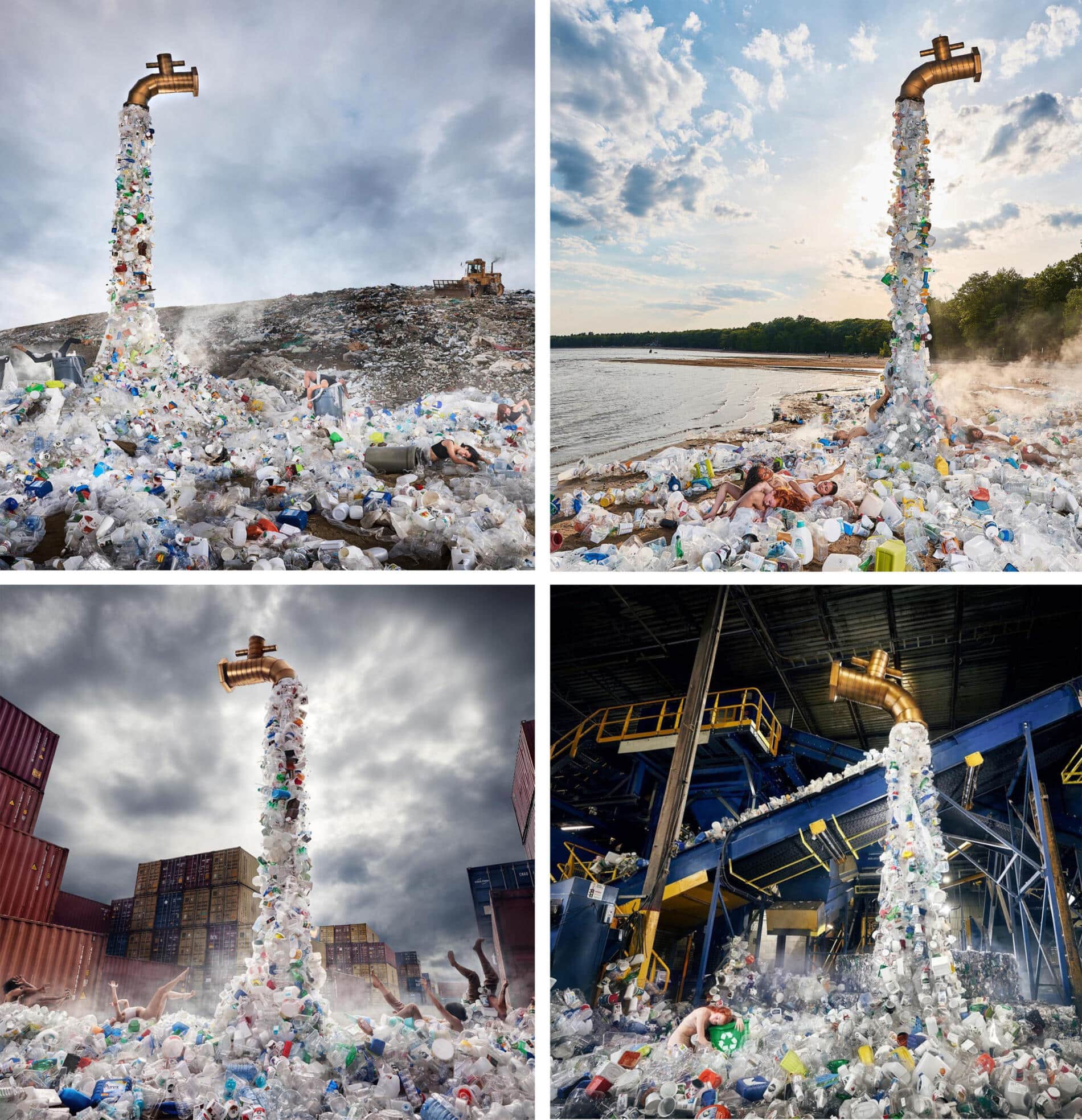 instalacion artistica activista por von wong cierra el grifo del plastico
