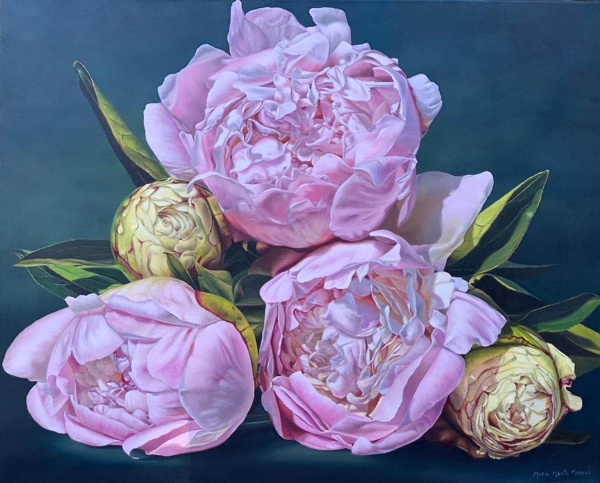 maria marta morelloi oleos hiperealistas flores frescas