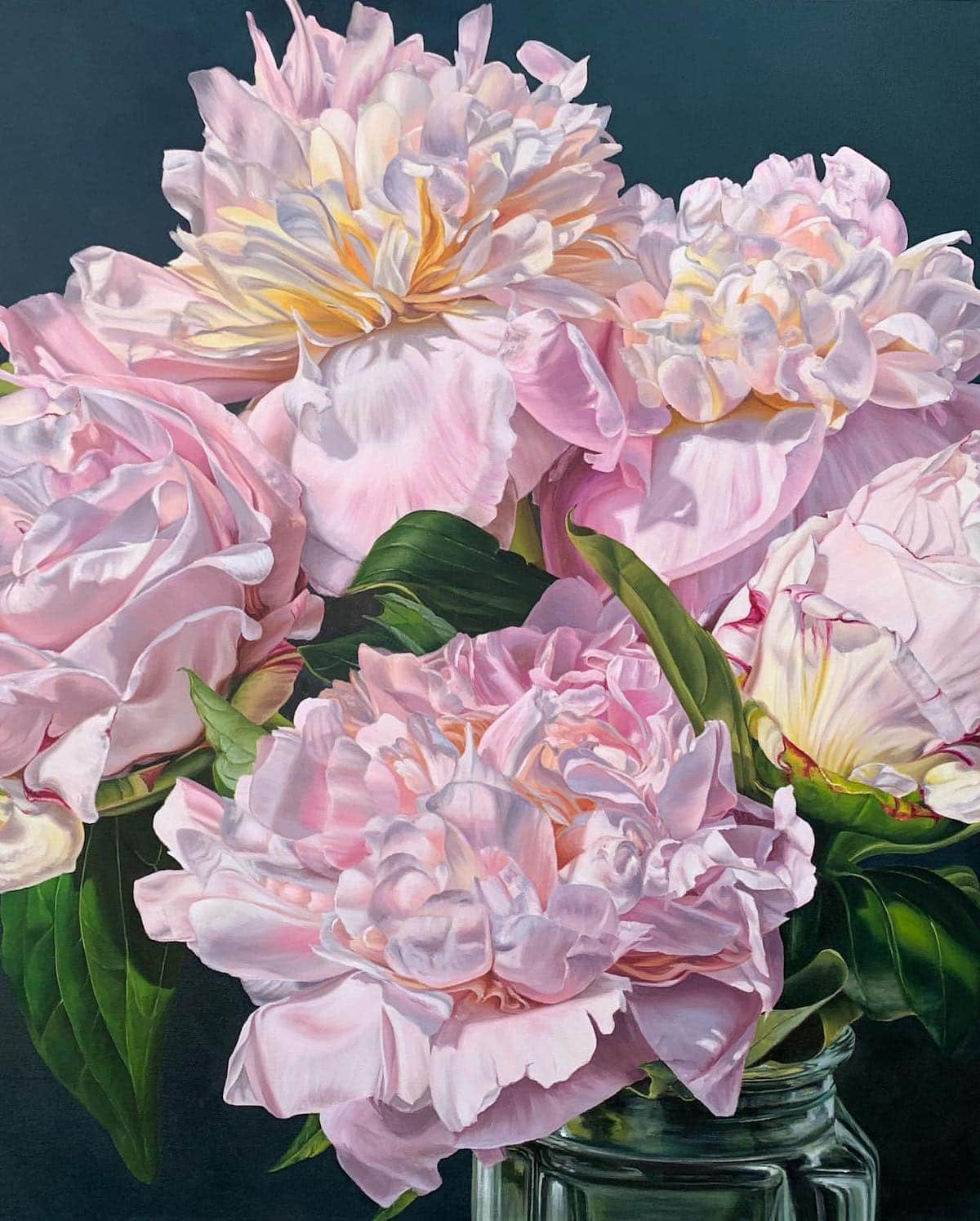 maria marta morelloi oleos hiperealistas flores peonias