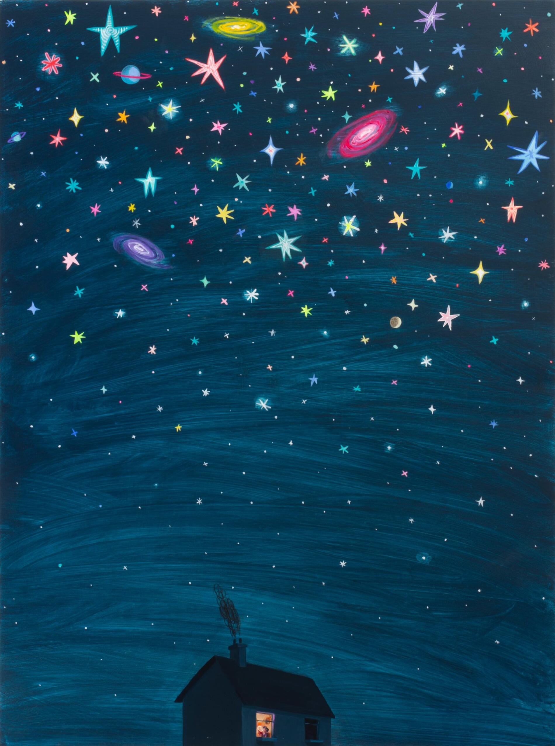 Oliver Jeffers paisajes nocturnos sobre acrilico casa