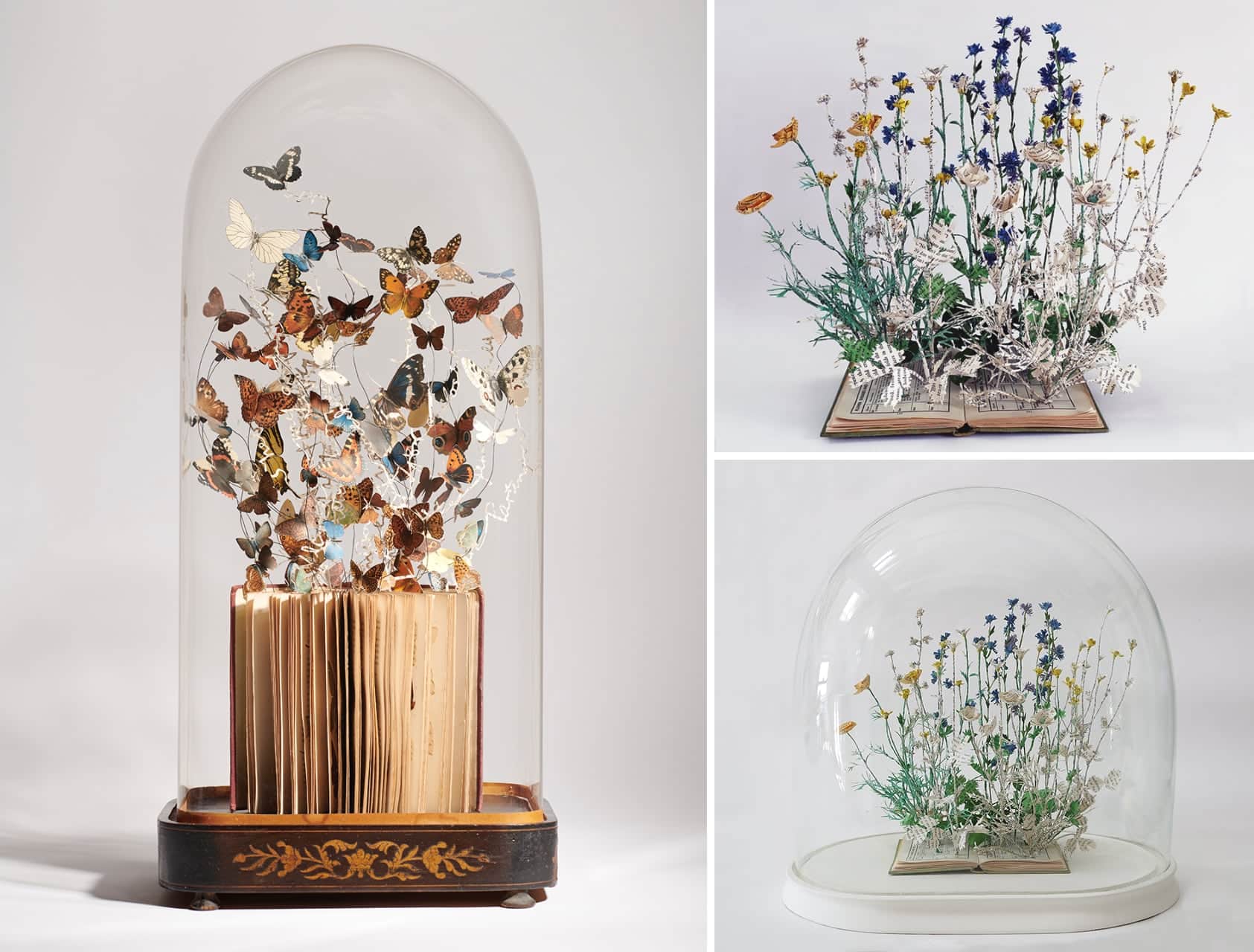 Su Blackwell, escultura de libros cupulas de cristal