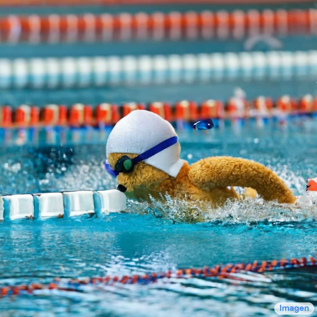 teddy-bear-swimming-butterfly created by imagen google ia