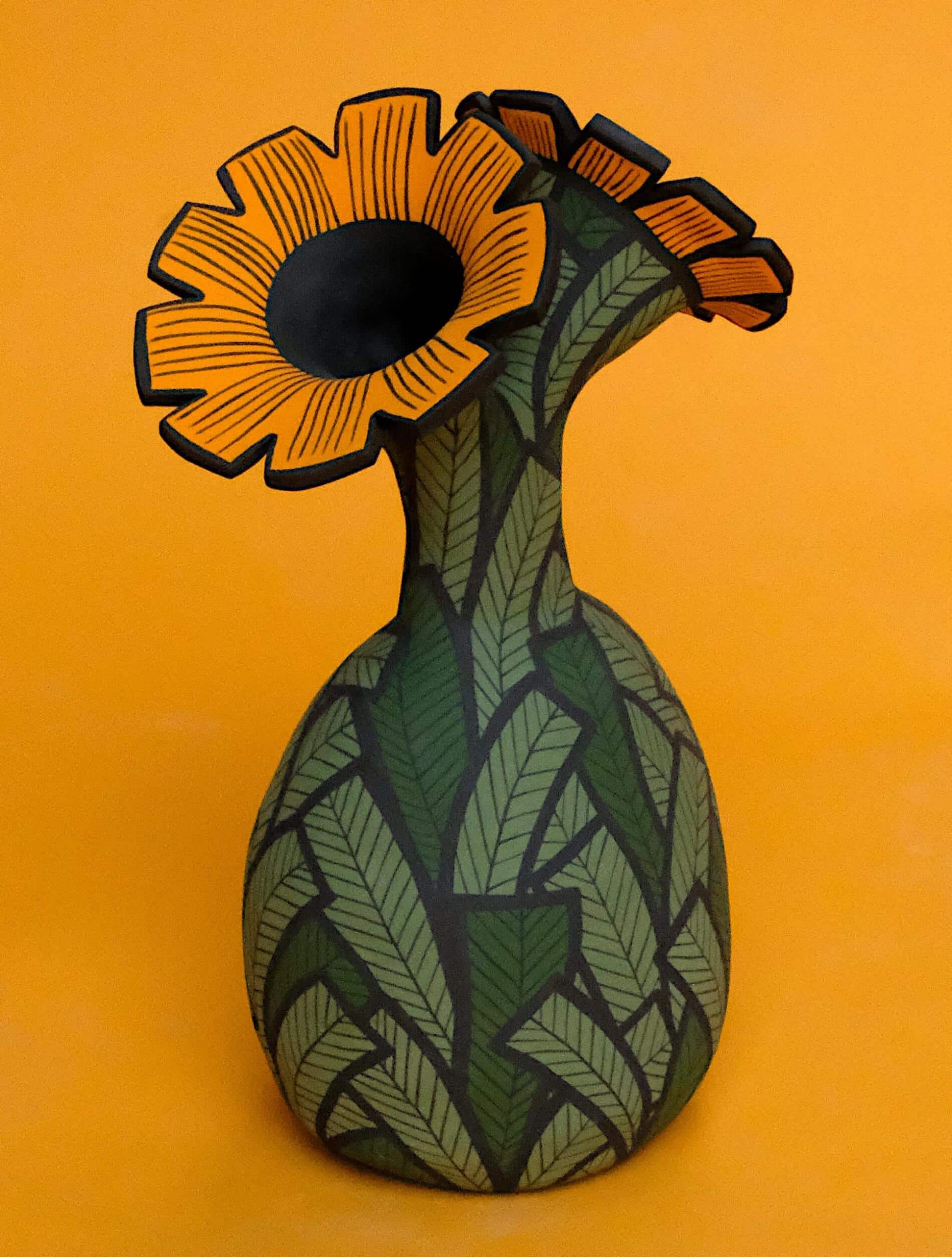 vasija de ceramica Ariana Heinzman fllores