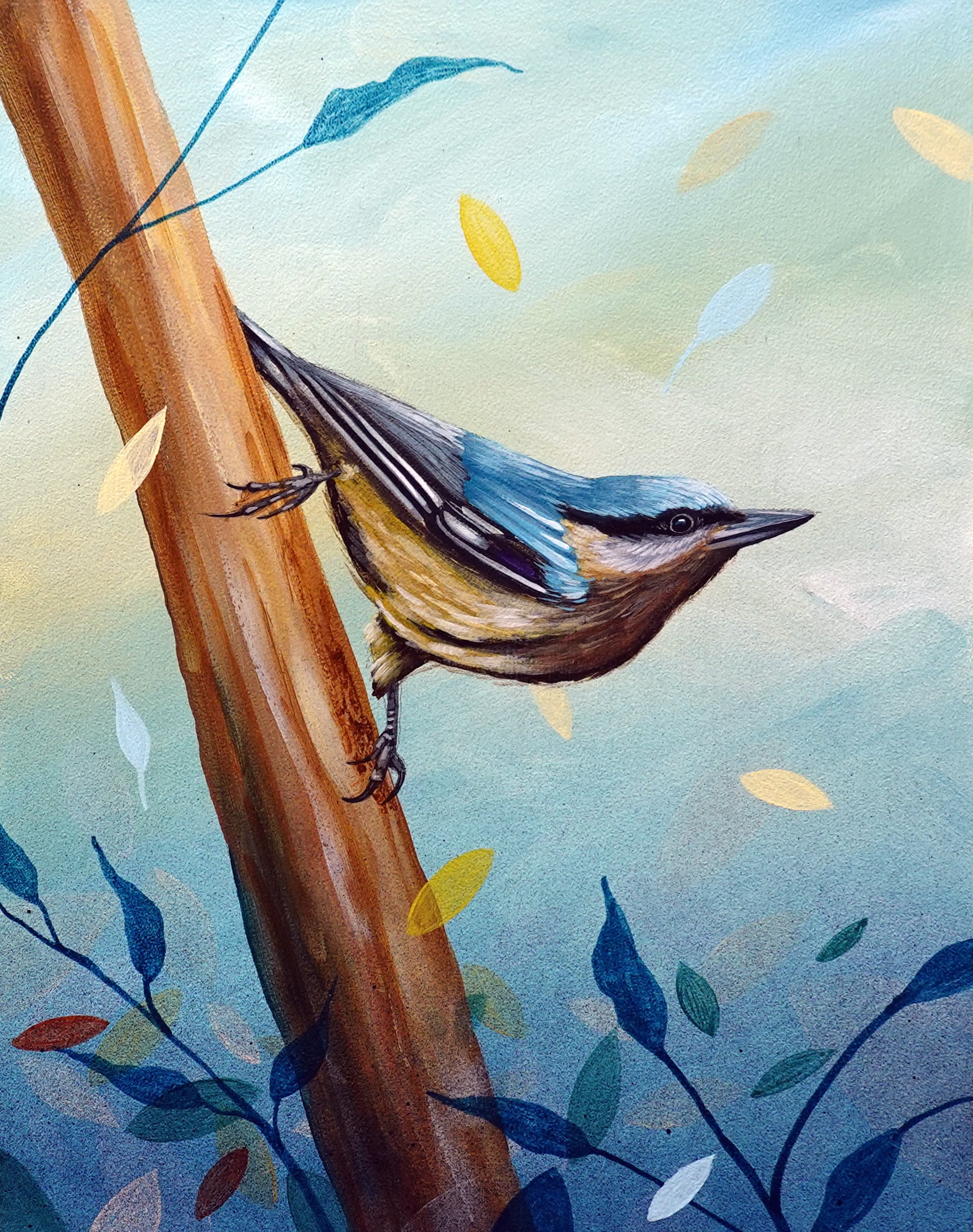 Collin van der Sluijs naturaleza pintura onirica pajaro hojas