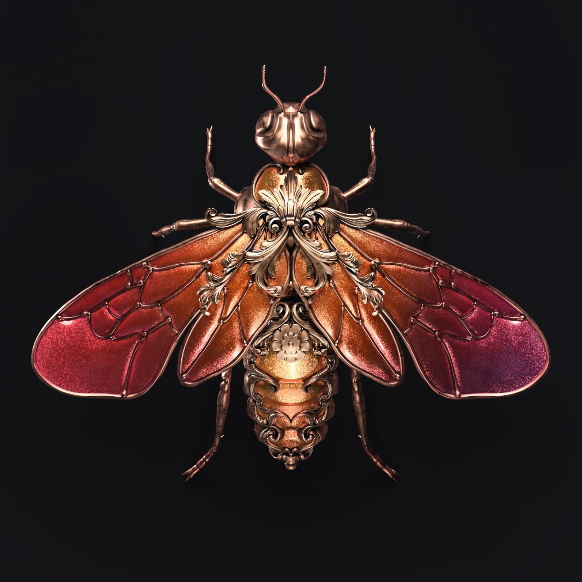 Sasha Vinogradova MARIPOSA ILUSTRACIONES DIGITALES INSECTOS ORNAMENTALES MOSCA