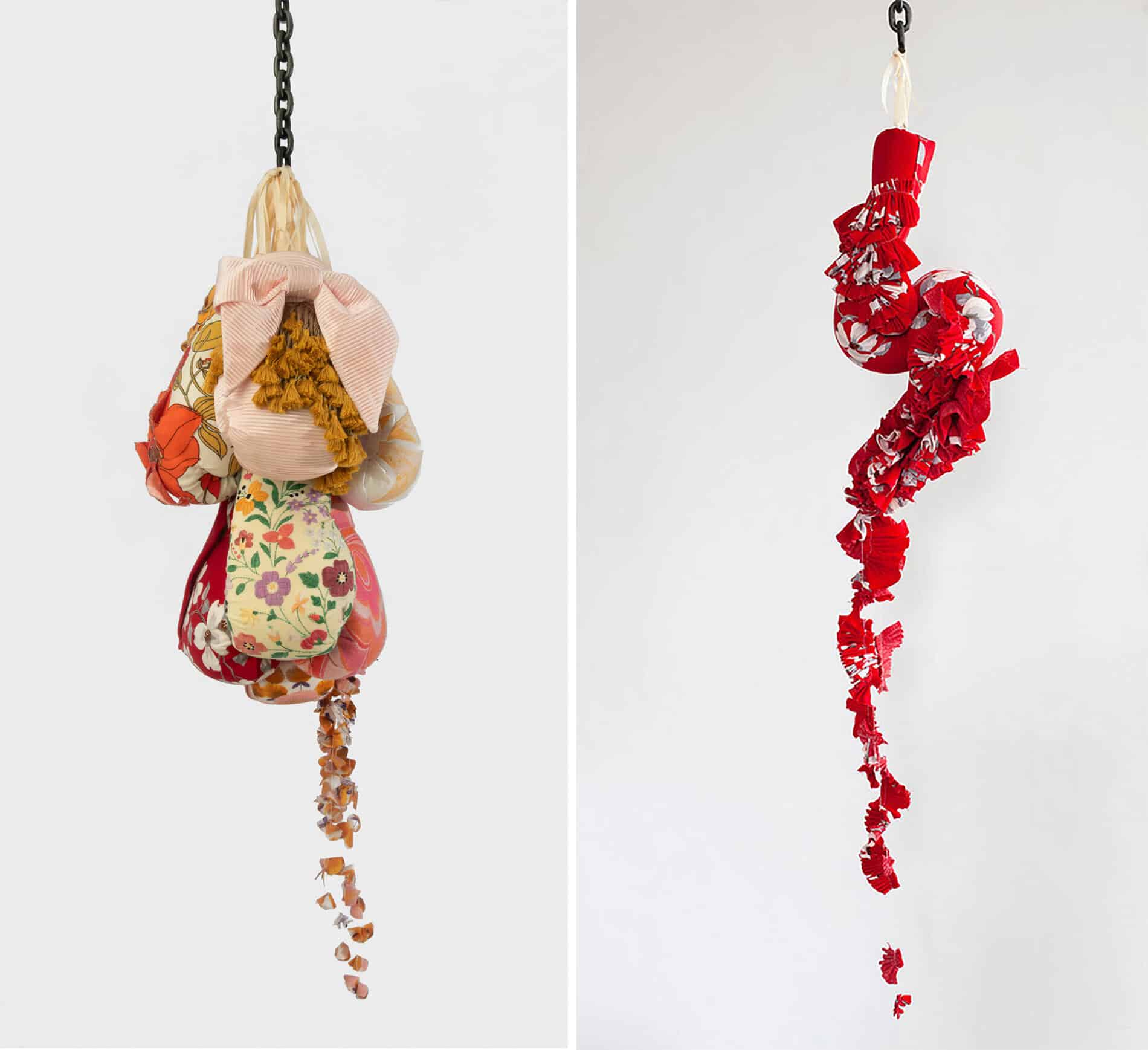 Zoe Buckman obra textil guantes de boxeo raining