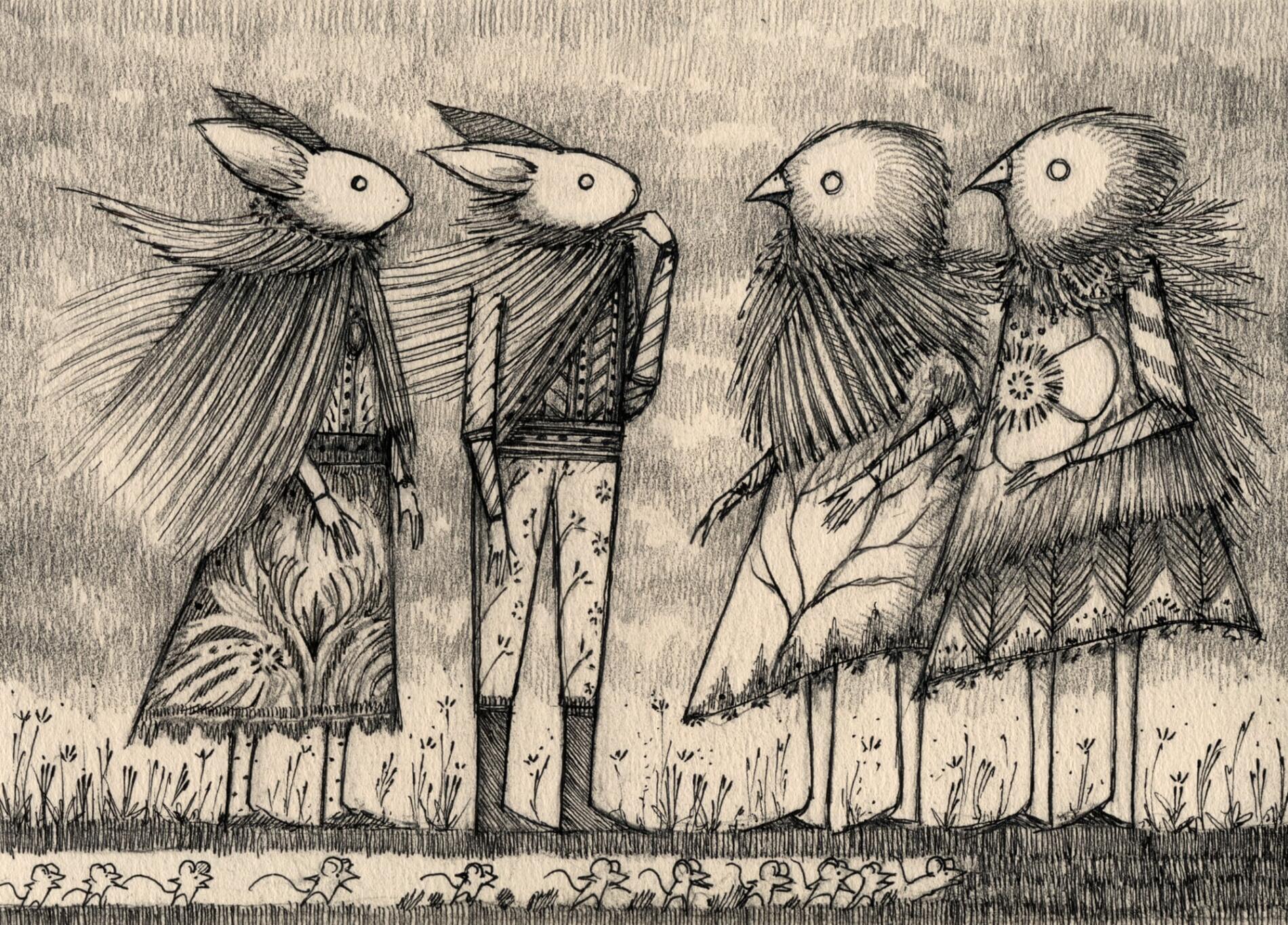 JIN CARLING ILUSTRACION LAPIZ PERSONAJES