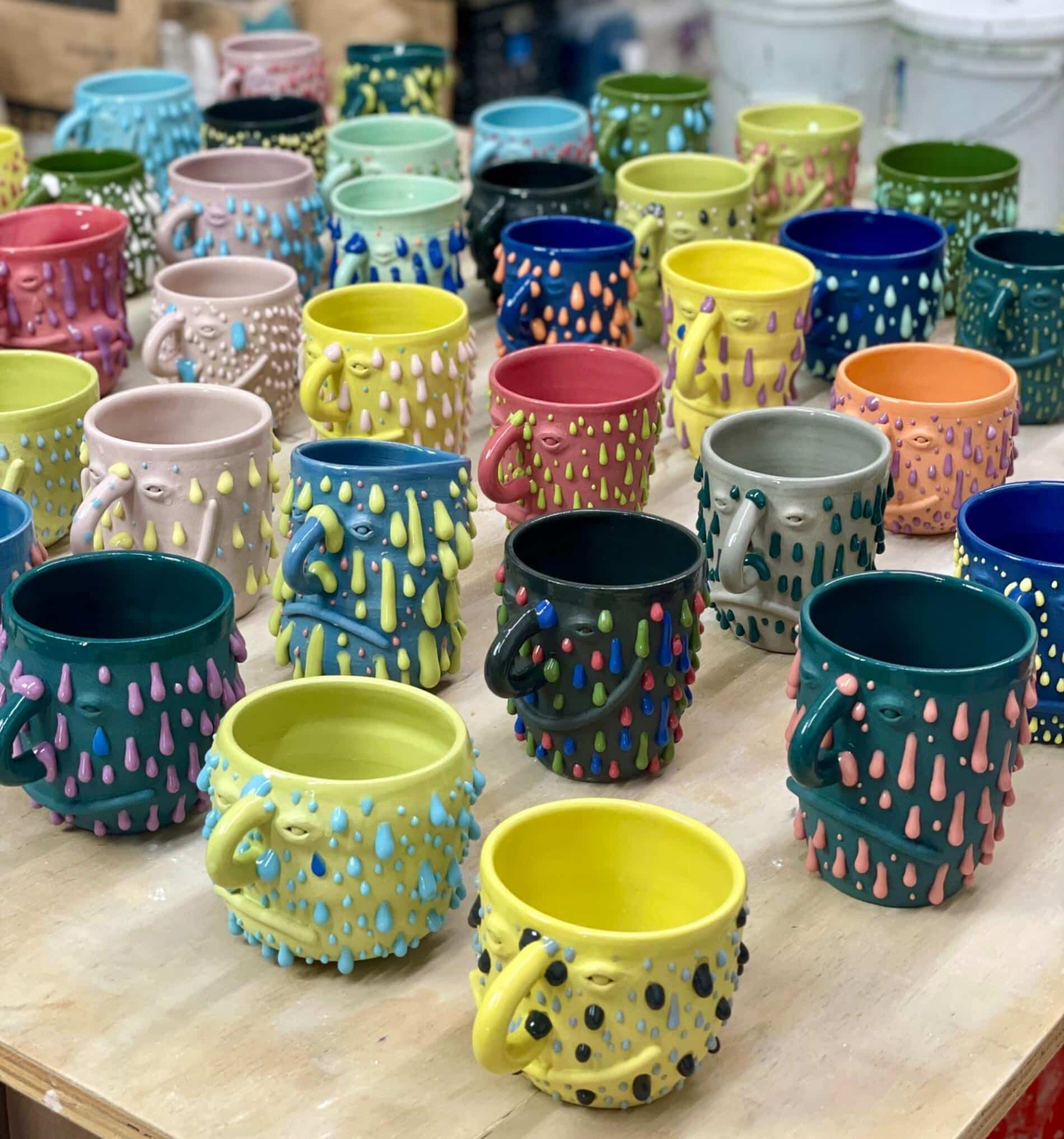 Philip Kupferschmidt ceramica colores gotas caras varias